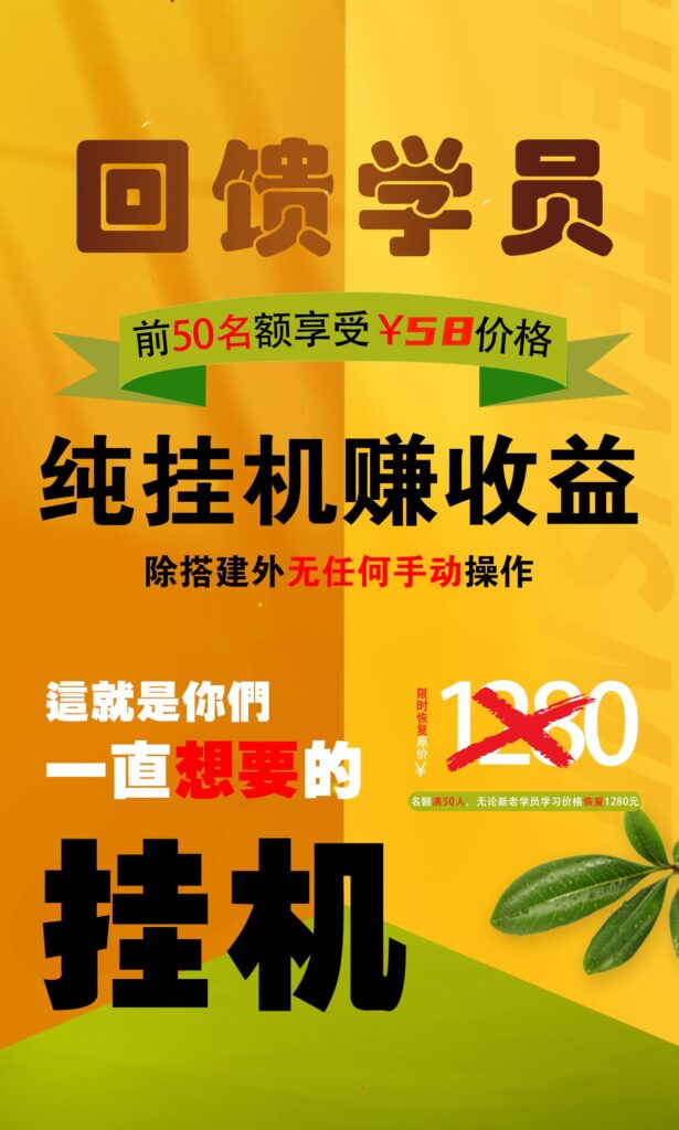 【回馈学员】纯挂机赚收益，限前50名享受-风歌资源网