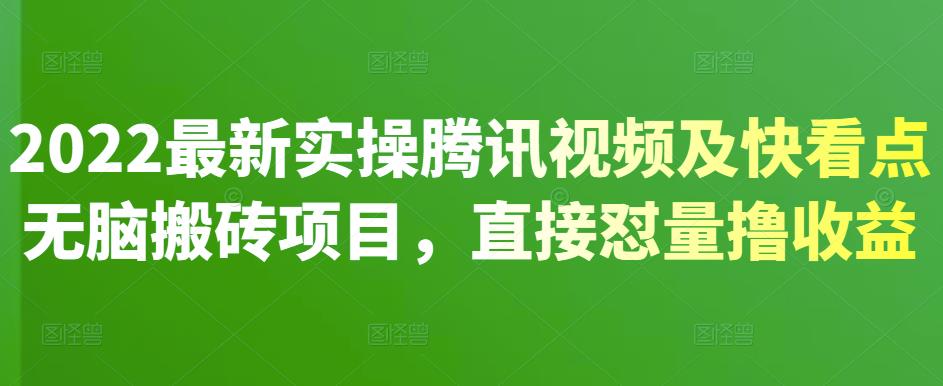 2022最新实操腾讯视频及快看点无脑搬砖项目，直接怼量撸收益￼-风歌资源网