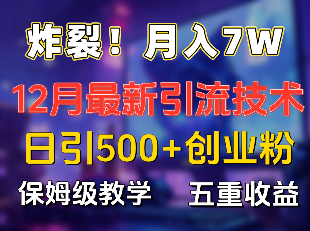 炸裂！月入7W+揭秘12月最新日引流500+精准创业粉，多重收益保姆级教学-风歌资源网