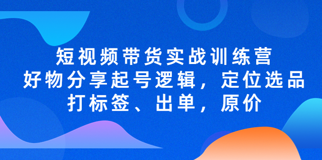 短视频带货实战训练营，好物分享起号逻辑，定位选品打标签、出单，原价-风歌资源网