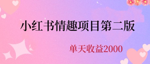 最近爆火小红书情趣项目第二版，每天2000+-风歌资源网