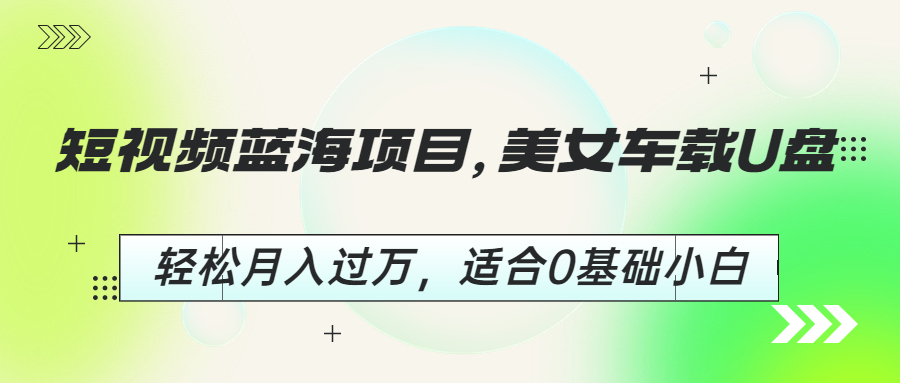 短视频蓝海项目，美女车载U盘，轻松月入过万，适合0基础小白-风歌资源网