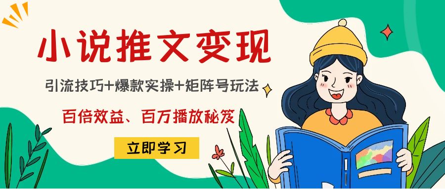 小说推文训练营：引流技巧+爆款实操+矩阵号玩法，百倍效益、百万播放秘笈-风歌资源网