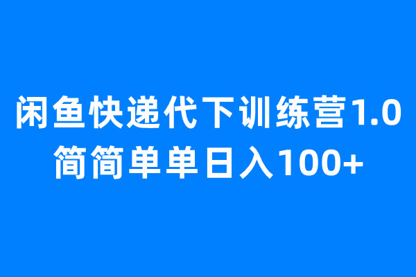 闲鱼快递代下训练营1.0，简简单单日入100+-风歌资源网