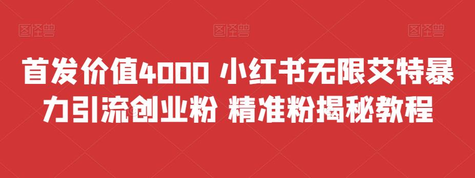 首发价值4000 小红书无限艾特暴力引流创业粉 精准粉揭秘教程-风歌资源网