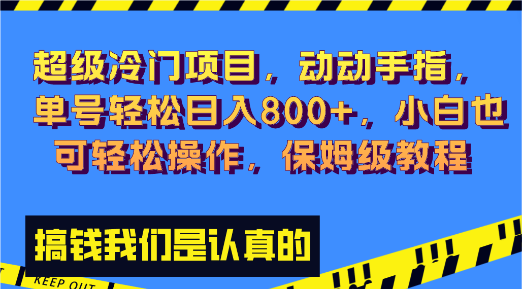 超级冷门项目,动动手指，单号轻松日入800+，小白也可轻松操作，保姆级教程-风歌资源网