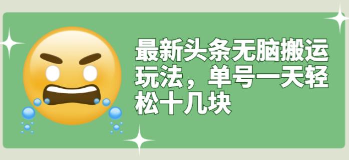 最新头条无脑搬运玩法，单号一天轻松十几块【视频教程+搬运软件】￼-风歌资源网
