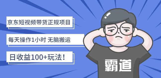 京东短视频带货正规项目：每天操作1小时无脑搬运日收益100+玩法！￼-风歌资源网