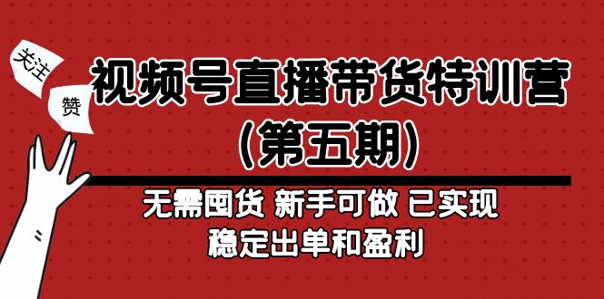 视频号直播带货特训营（第五期）无需囤货 新手可做 已实现稳定出单和盈利-风歌资源网