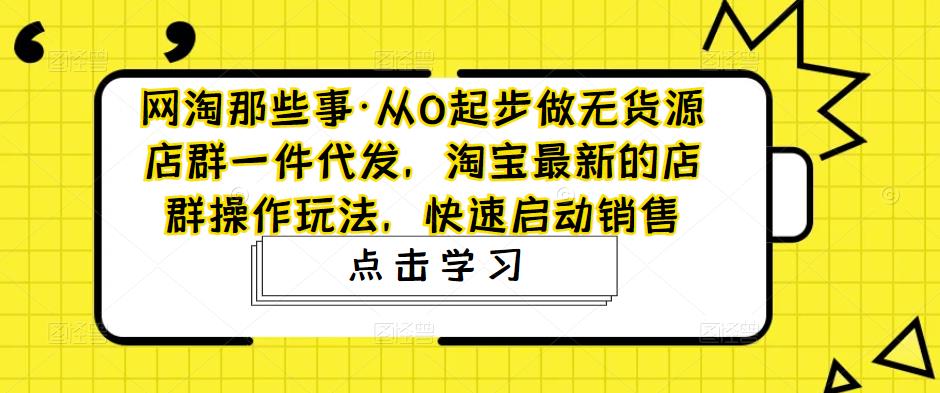 从0起步做无货源店群一件代发，淘宝最新的店群操作玩法，快速启动销售-风歌资源网