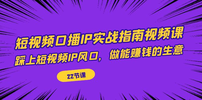 短视频口播IP实战指南视频课，踩上短视频IP风口，做能赚钱的生意（22节课）-风歌资源网