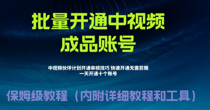 外面收费1980暴力开通中视频计划教程，附 快速通过中视频伙伴计划的办法-风歌资源网