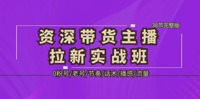 资深·带货主播拉新实战班，0粉号/老号/节奏/话术/播感/流量-38节完整版-风歌资源网