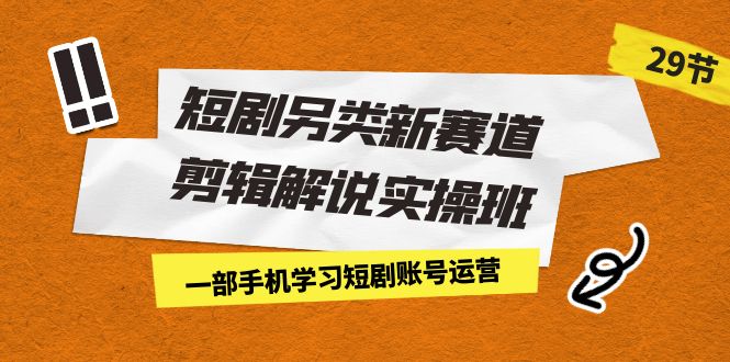 短剧另类新赛道剪辑解说实操班：一部手机学习短剧账号运营（29节 价值500）-风歌资源网
