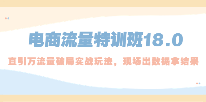 电商流量特训班18.0，直引万流量破局实操玩法，现场出数据拿结果-风歌资源网