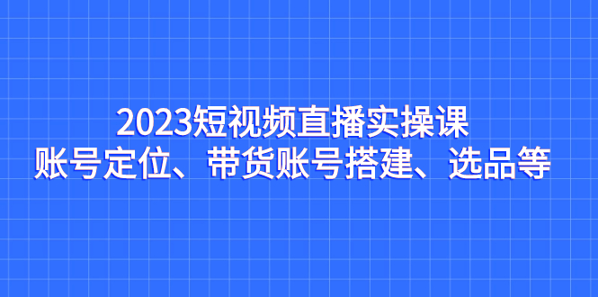 2023短视频直播实操课，账号定位、带货账号搭建、选品等-风歌资源网