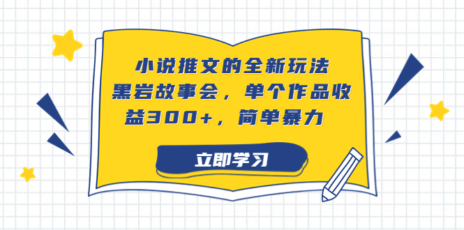 小说推文的全新玩法，黑岩故事会，单个作品收益300+，简单暴力-风歌资源网