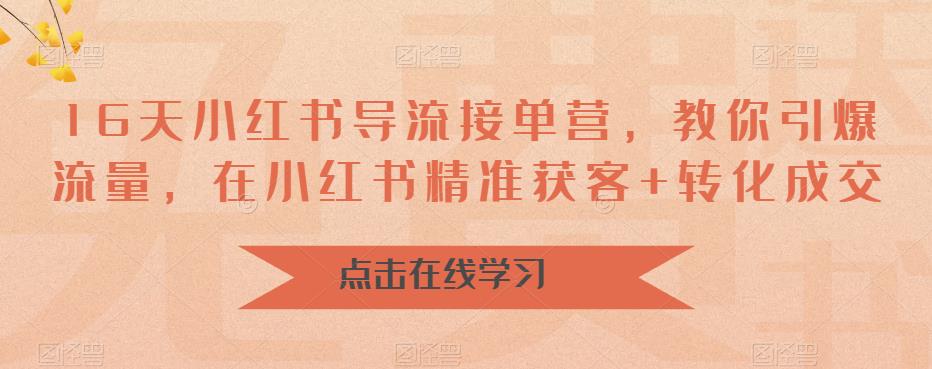 16天-小红书 导流接单营，教你引爆流量，在小红书精准获客+转化成交-风歌资源网