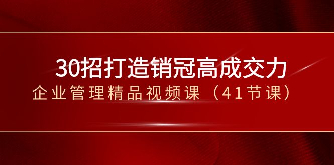 30招-打造销冠高成交力-企业管理精品视频课（41节课）-风歌资源网