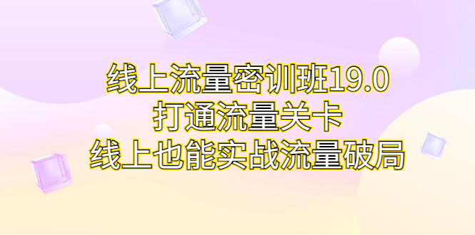线上流量密训班19.0，打通流量关卡，线上也能实战流量破局-风歌资源网