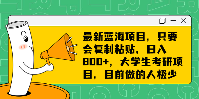 最新蓝海项目，只要会复制粘贴，日入800+，大学生考研项目，目前做的人极少-风歌资源网