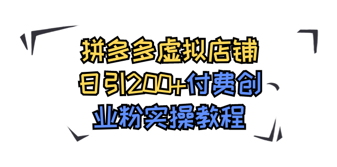 拼多多虚拟店铺日引200+付费创业粉实操教程-风歌资源网