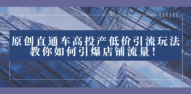 2023直通车高投产低价引流玩法，教你如何引爆店铺流量！-风歌资源网