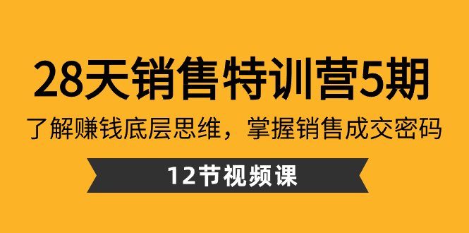 28天·销售特训营5期：了解赚钱底层思维，掌握销售成交密码（12节课）-风歌资源网