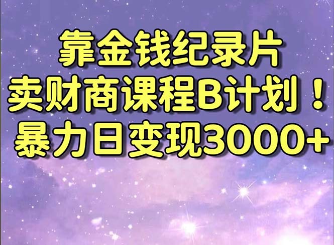 靠金钱纪录片卖财商课程B计划！暴力日变现3000+，喂饭式干货教程！-风歌资源网