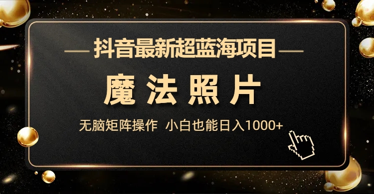 抖音最新超蓝海项目，魔法照片，无脑矩阵操作，小白也能日入1000+-风歌资源网