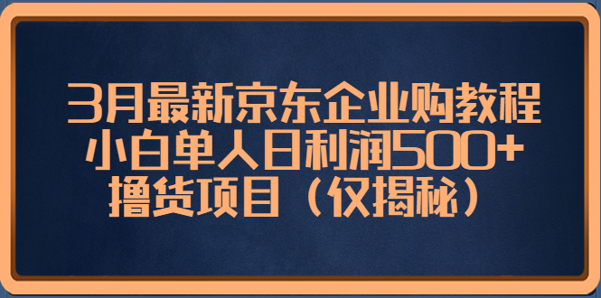 3月最新京东企业购教程，小白单人日利润500+撸货项目（仅揭秘）-风歌资源网