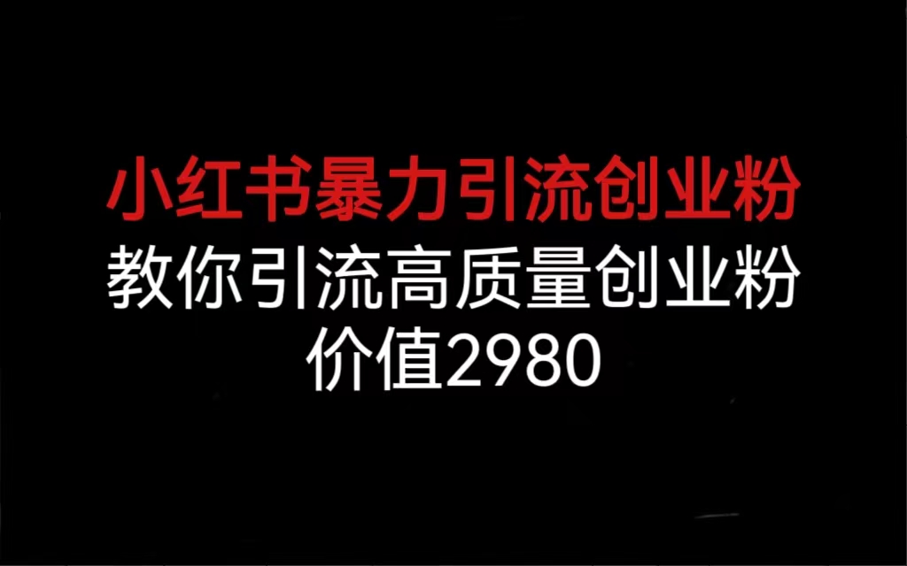 小红书暴力引流创业粉，教你引流高质量创业粉，价值2980-风歌资源网