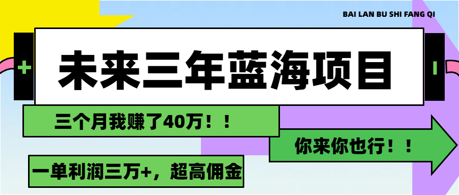 未来三年，蓝海赛道，月入3万+-风歌资源网