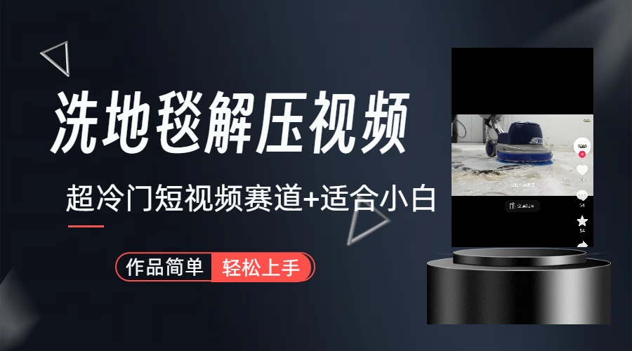 超冷门抖音短视频赛道-清洗地毯解压视频-简单无脑怼作品（教程+素材）-风歌资源网