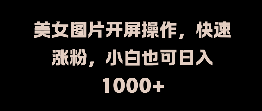 美女图片开屏操作，快速涨粉，小白也可日入1000+-风歌资源网