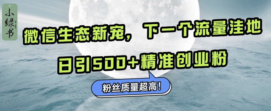 微信生态新宠小绿书：下一个流量洼地，粉丝质量超高，日引500+精准创业粉，-风歌资源网
