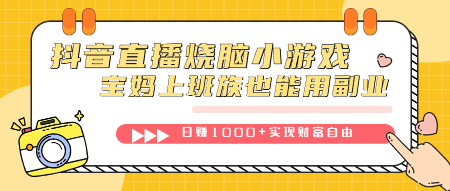 抖音直播烧脑小游戏，不需要找话题聊天，宝妈上班族也能用副业日赚1000+-风歌资源网