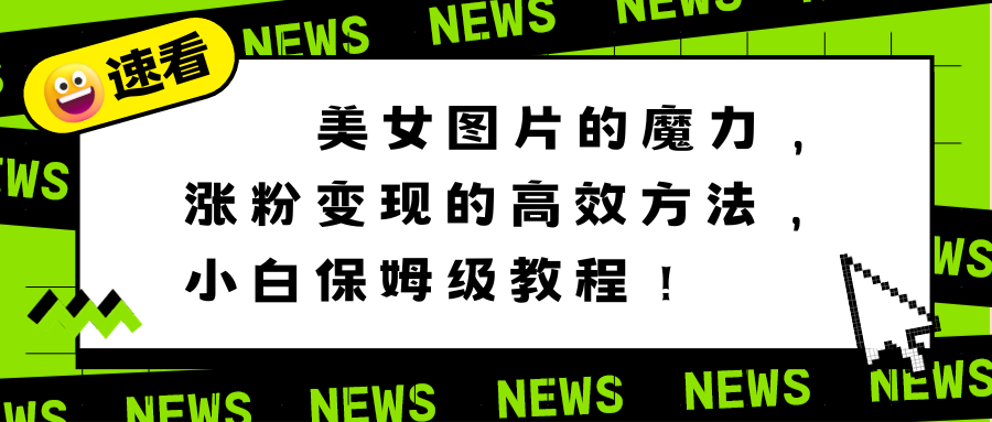 美女图片的魔力，涨粉变现的高效方法，小白保姆级教程！-风歌资源网