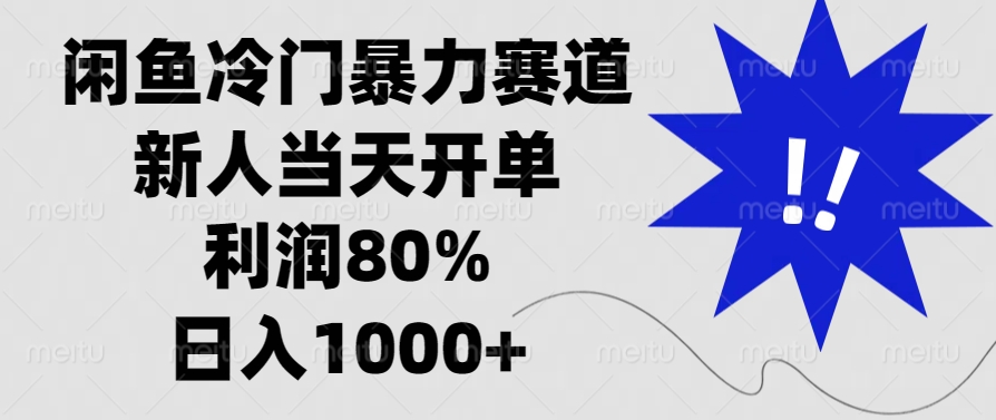 闲鱼冷门暴力赛道，利润80%，日入1000+新人当天开单，-风歌资源网