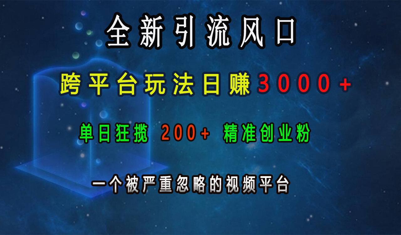 全新引流风口，跨平台玩法日赚3000+，单日狂揽200+精准创业粉，一个被严重忽略的视频平台-风歌资源网