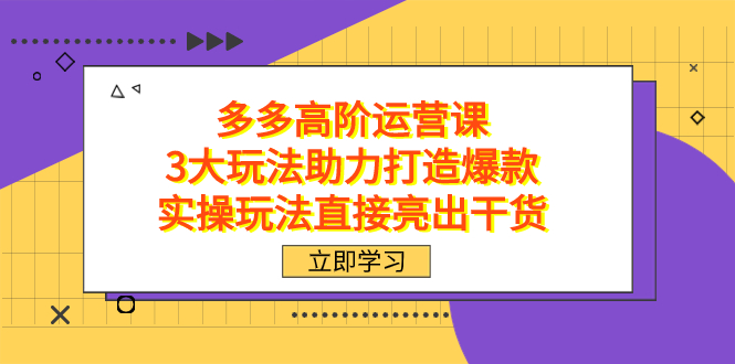 拼多多高阶·运营课，3大玩法助力打造爆款，实操玩法直接亮出干货-风歌资源网