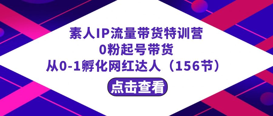 繁星·计划素人IP流量带货特训营：0粉起号带货 从0-1孵化网红达人（156节）-风歌资源网