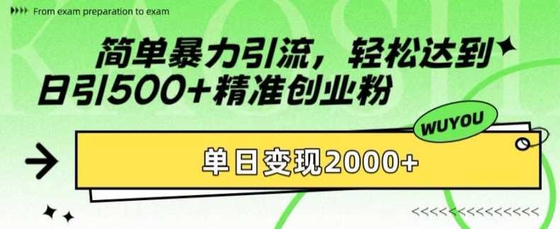 简单暴力引流轻松达到日引500+精准创业粉，单日变现2k【揭秘】-风歌资源网