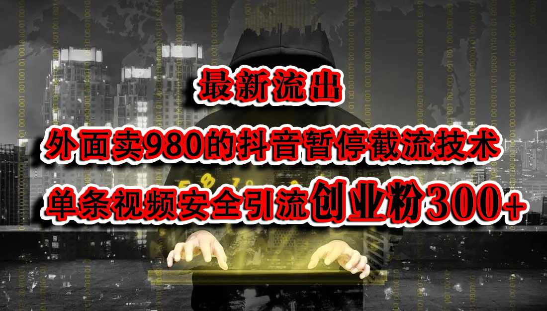 最新流出：外面卖980的抖音暂停截流技术单条视频安全引流创业粉300+-风歌资源网