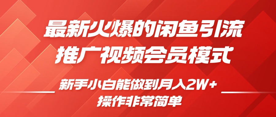 最新火爆的闲鱼引流推广视频会员，新手小白能做到月入2W+-风歌资源网