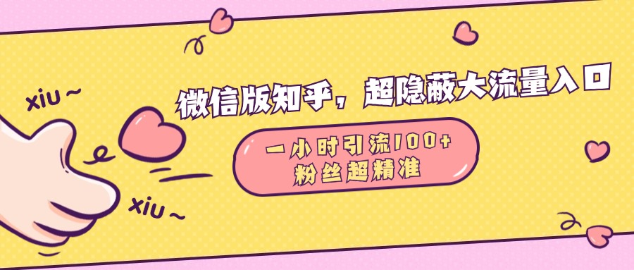 微信版知乎，超隐蔽流量入口，一小时引流100人，粉丝质量超高-风歌资源网