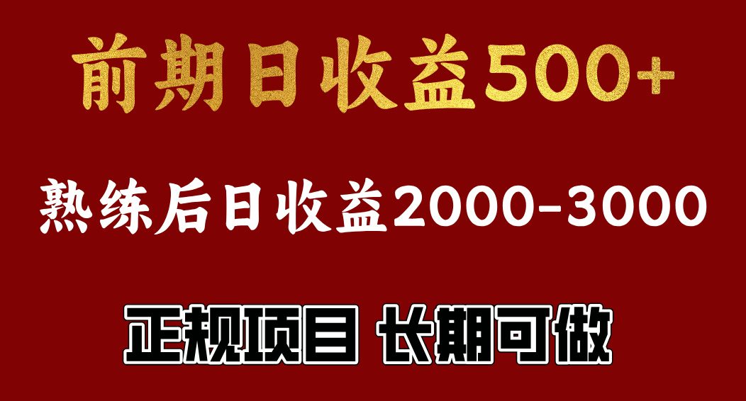 前期日收益500，熟悉后日收益2000左右，正规项目，长期能做，兼职全职都行-风歌资源网