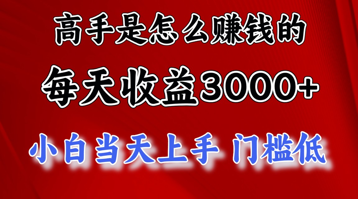 高手是怎么赚钱的，一天收益3000+ 这是穷人逆风翻盘的一个项目，非常…-风歌资源网