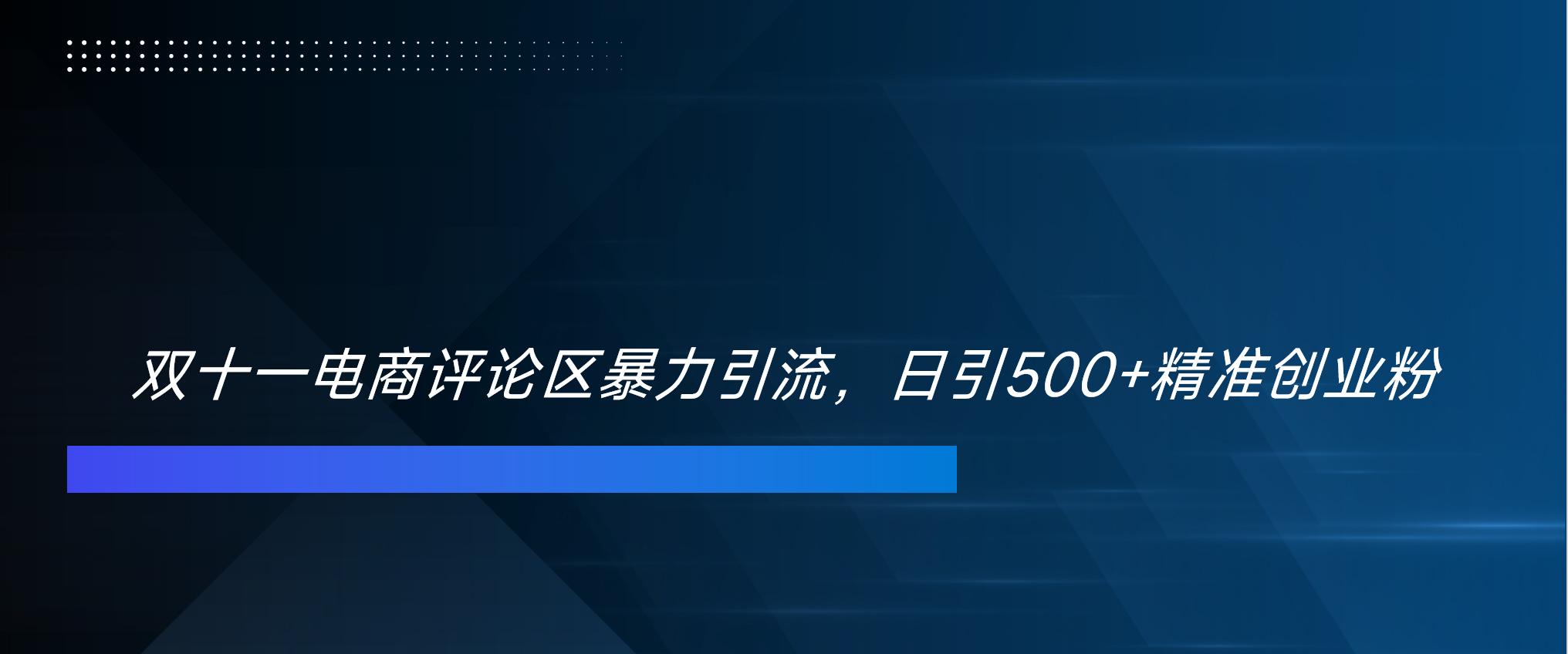 双十一电商评论区暴力引流，日引500+精准创业粉！！！-风歌资源网