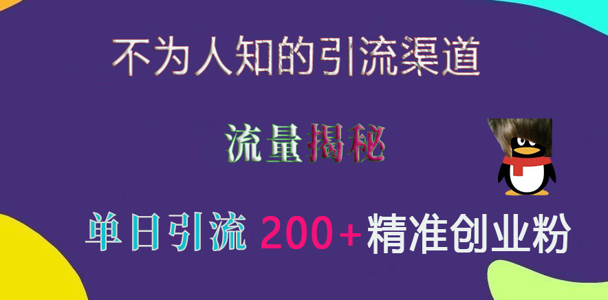 不为人知的引流渠道，流量揭秘，实测单日引流200+精准创业粉-风歌资源网